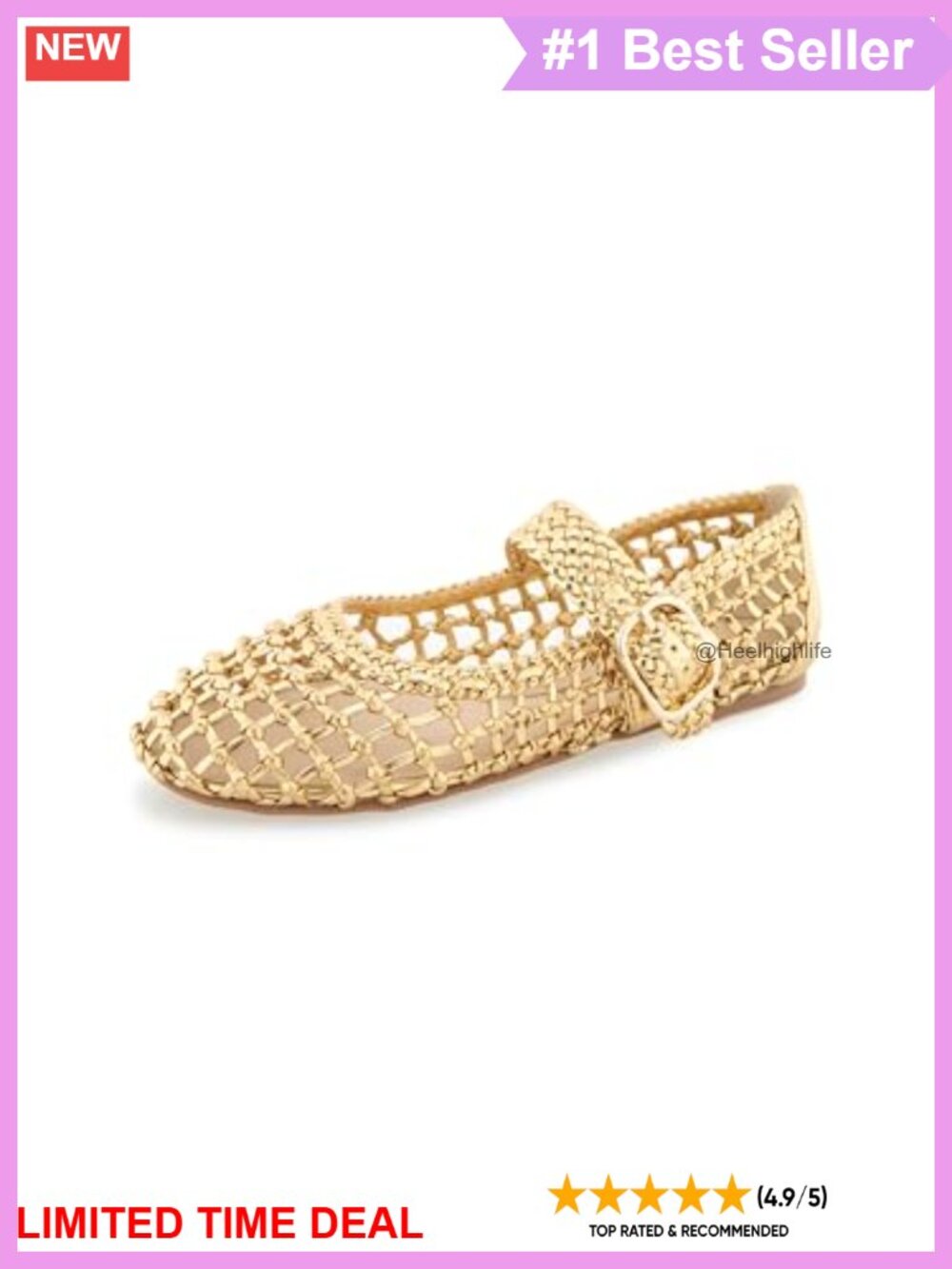 Woven Mesh Flats with Adjustable Strap and Cushioned Insole